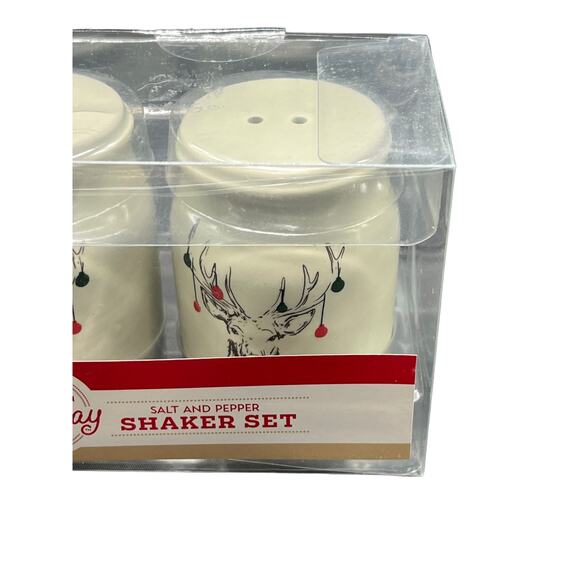 Destination Holiday Deer with Ornaments Salt & Pepper Shaker Set NIB - Picture 2 of 3